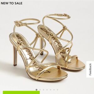 NWT Sam Edelman Isadora Heels Metallic Gold Strappy Heels
